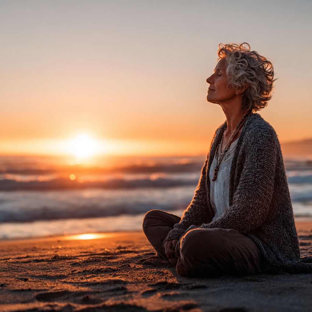 Група от възрастни хора между 50-60 години практикуват йога у дома пред компютри по време на онлайн занятие